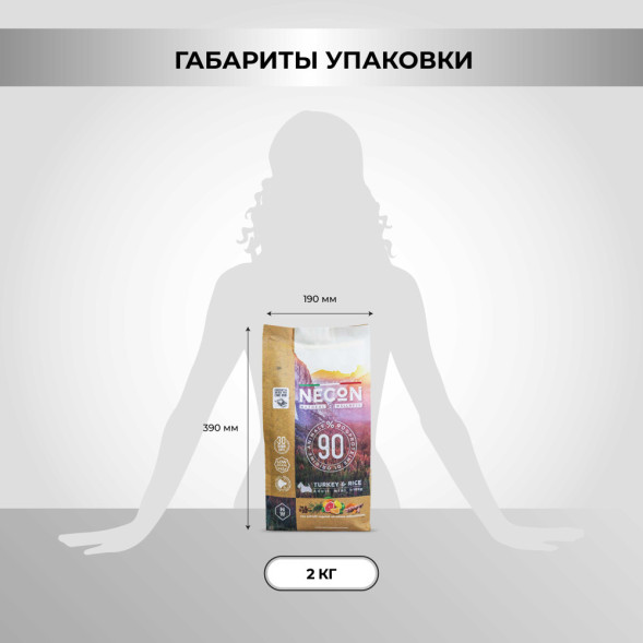 Necon Natural Wellness Adult Mini Turkey &amp;amp; Rice сухой корм для взрослых собак мелких пород с индейкой и рисом - 2 кг
