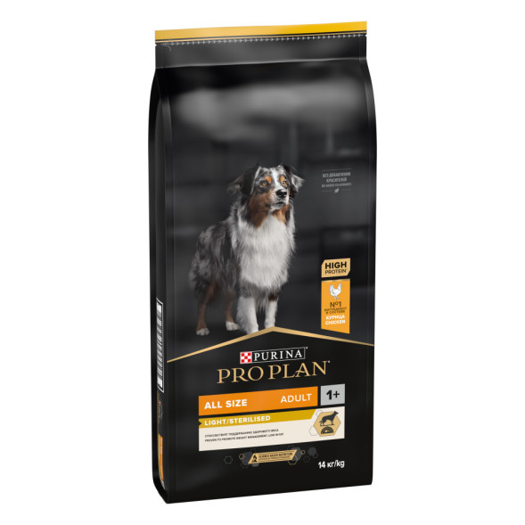 Purina Pro Plan Light Sterilised сухой корм для взрослых собак склонных к избыточному весу и/или стерилизованных с курицей и рисом - 14 кг
