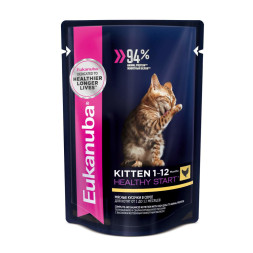 Влажный корм Eukanuba Kitten для котят с курицей в соусе - 85 г х 24 шт