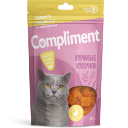 Compliment лакомство для кошек Нежные кусочки из мяса курицы - 50 г