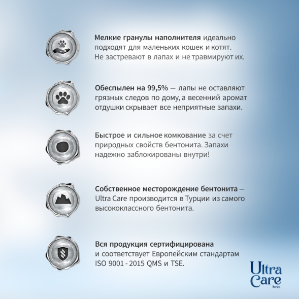 Ultra Care Fine Small Cats &amp;amp; Kittens комкующийся наполнитель для кошачьего туалета для котят и мелких кошек
