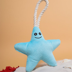 Mr.Kranch игрушка для собак мелких и средних пород Звездочка с канатом и пищалкой 26х16х5см, нежно-голубая