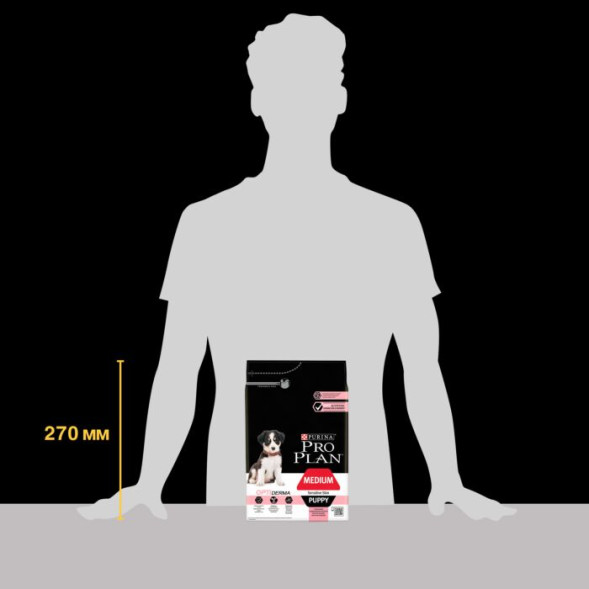 Сухой корм PRO PLAN® для щенков средних пород с чувствительной кожей, с высоким содержанием лосося 3 кг