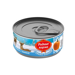 Родные Корма влажный корм для взрослых собак оленина с тыквой в консервах - 100 г х 24 шт