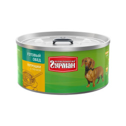 Четвероногий Гурман Готовый обед консервированный корм с потрошками и гречкой для собак - 325 г (12 шт)