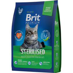 Brit Premium Cat Sterilised сухой корм для взрослых стерилизованных кошек с курицей - 400 г