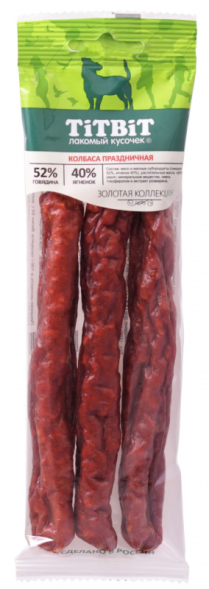 TiTBiT Золотая коллекция лакомство для собак колбаса Праздничная - 80 г