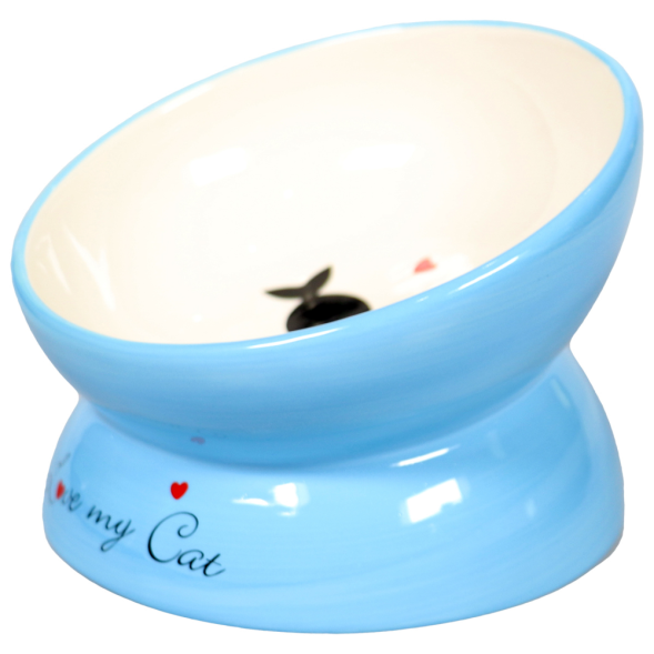 Mr.Kranch миска керамическая для кошек на подставке, 120 мл, голубая