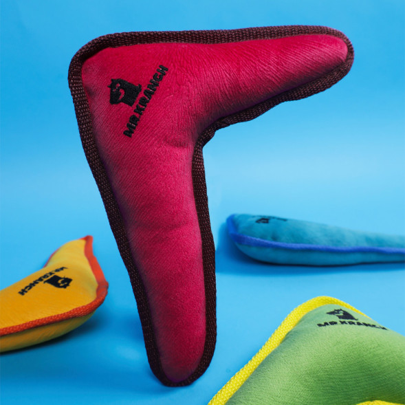 Mr.Kranch игрушка для собак мелких и средних пород Бумеранг с пищалкой 22х19х4,5см, розовый