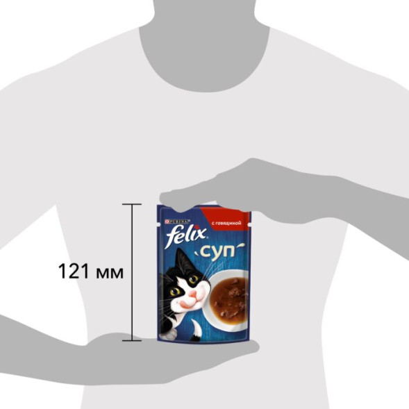 Влажный корм для кошек Felix Суп с говядиной 48 г х 36 шт.
