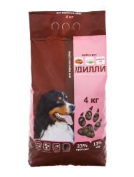 Дилли сухой корм для взрослых собак с рыбой и рисом - 4 кг