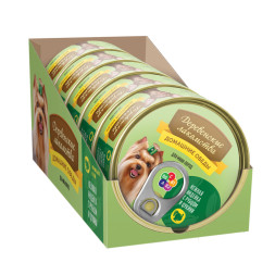 Консервы для мини пород Деревенские лакомства Домашние обеды Нежная индейка с рубцом и цукини - 100 г х 5 шт