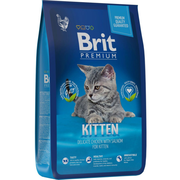 Brit Premium Cat Kitten сухой корм для котят с курицей и лососем - 8 кг