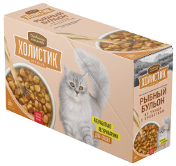 Деревенские Лакомства Холистик Премьер лакомство для кошек рыбный бульон с тунцом и креветкой - 90 г х 10 шт