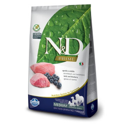 Farmina N&amp;amp;D Prime Dog Grain Free Lamb &amp;amp; Blueberry Adult Medium &amp;amp; Maxi сухой беззерновой корм для взрослых собак крупных и средних пород с ягненком и черникой - 2,5 кг