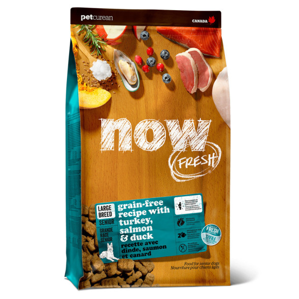 Now Fresh Fresh Senior Large Breed Recipe Grain Free 25/11 сухой корм для пожилых собак крупных пород при избыточном весе, с индейкой и уткой - 11,34 кг