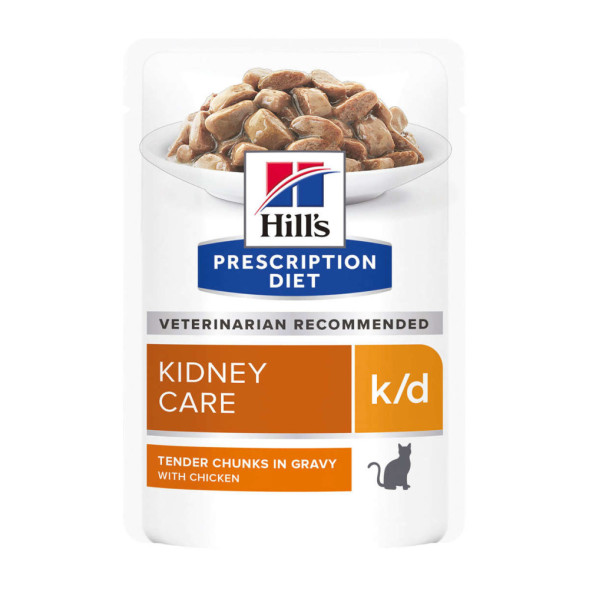 Hills Prescription Diet k/d Kidney Care влажный диетический корм для кошек для поддержания здоровья почек с курицей - 85 г х 12 шт