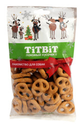 Titbit Новогодняя коллекция лакомство для собак печенье мясной крендель - 100 г