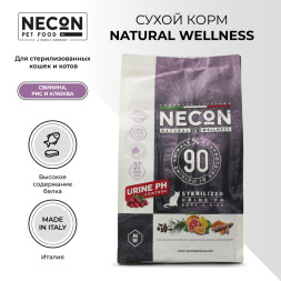 Necon Natural Wellness Sterilized Urine PH Pork &amp;amp; Rice сухой корм для взрослых стерилизованных кошек, для правильного баланса pH мочи, со свининой, рисом и клюквой - 1,5 кг