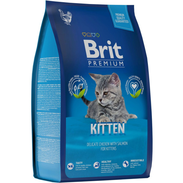 Brit Premium Cat Kitten сухой корм для котят с курицей и лососем - 800 г