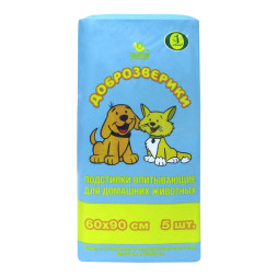 Доброзверики подстилки для животных Экономичная упаковка, 60х90 см, 5 шт