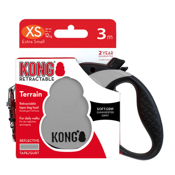 KONG рулетка Terrain XS (до 12 кг) лента 3 метра серый