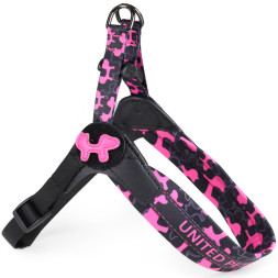 United Pets Complete me Identity шлейка для собак, 3,5 x 48-64 см, черная с розовым