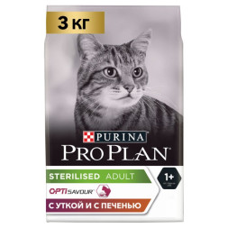 Сухой корм для кошек Pro Plan Sterilised для стерилизованных кошек сnbsp;уткой и печенью 3 кг
