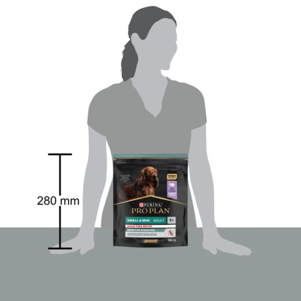 Сухой корм PRO PLAN® для взрослых собак мелких и карликовых пород с чувствительным пищеварением GRAIN FREE (беззерновой), с высоким содержанием индейки 700 г
