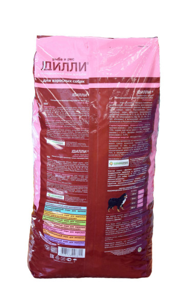 Дилли сухой корм для взрослых собак с рыбой и рисом - 16 кг