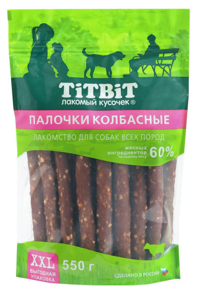 Titbit лакомство для собак палочки колбасные - 550 г