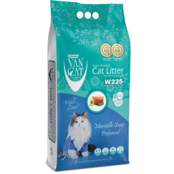 Van Cat W225 комкующийся наполнитель для кошек, без пыли, с ароматом марсельского мыла - 5 кг