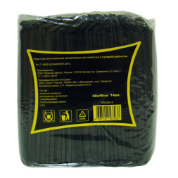 Доброзверики подстилки впитывающие для животных с суперабсорбентом  60х40 см, 14 шт, черные