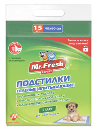 Mr.Fresh Expert Start подстилки-пеленки для приучения к туалету кошек и собак, 40 х 60 см - 15 шт
