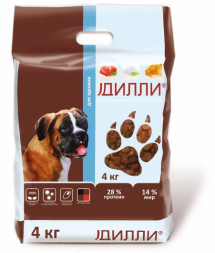 Дилли сухой корм для щенков с курицей и индейкой - 4 кг