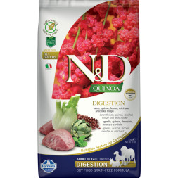 Farmina N&amp;amp;D Quinoa Dog Grain Free Digestion сухой беззерновой корм для взрослых собак для поддержки пищеварения с ягненком и киноа - 2,5 кг