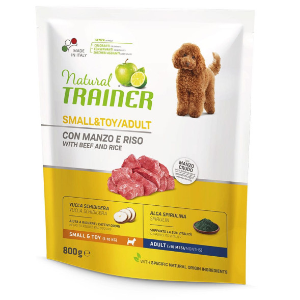 Trainer Natural Small and Toy сухой корм для взрослых собак мелких и миниатюрных пород с говядиной и рисом - 800 г