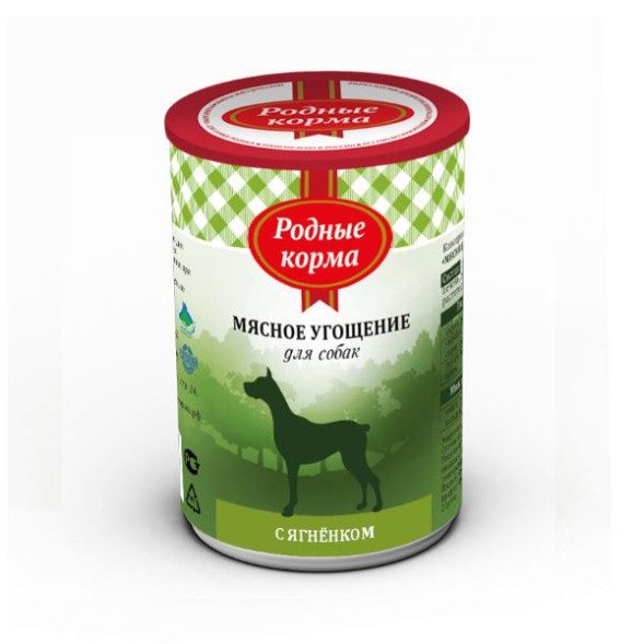 Родные корма Мясное угощение с Ягненком консервы для собак - 340 г х 12 шт