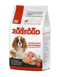 ZOOFOOD полнорационный сухой корм для собак малых и мелких пород с курицей и рисом - 2,2 кг