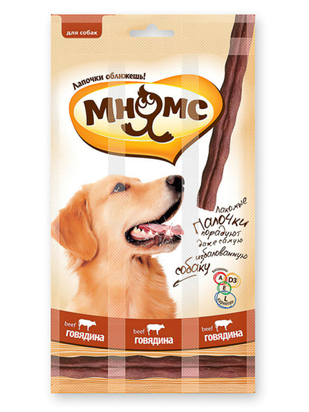 Мнямс лакомые палочки для собак с говядиной - 3х15 г