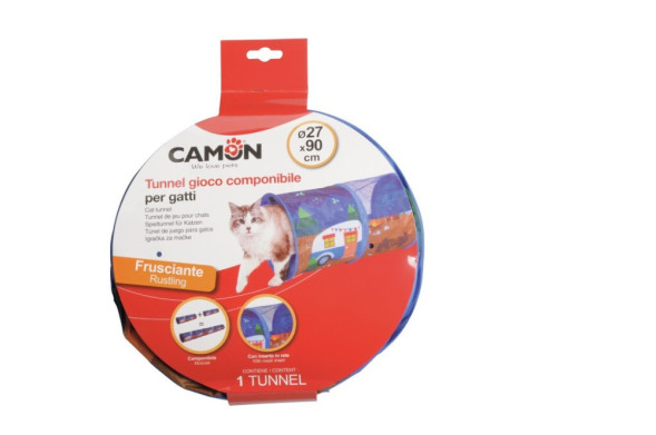 Camon туннель модульный с сетчатой вставкой для кошек, синий, 27х90 см