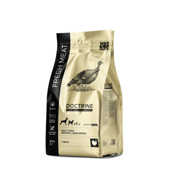 Doctrine сухой корм для взрослых собак средних и крупных пород, с индейкой, со свежим мясом - 800 г