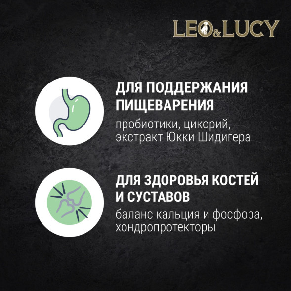 LEO&amp;amp;LUCY сухой холистик корм для взрослых собак средних пород с ягненком и травами - 4,5 кг