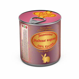 Родные Корма Знатные влажный корм для взрослых собак с кроликом в консервах - 340 г х 12 шт