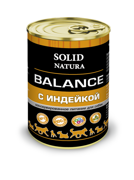 Solid Natura Balance Индейка влажный корм для собак жестяная банка 0,34 кг (12 шт в уп)