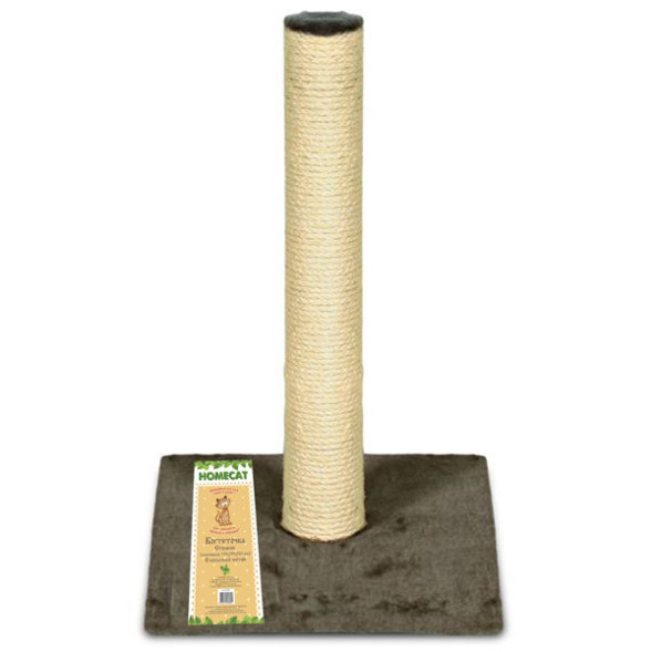 HOMECAT когтеточка-столбик для кошек ковролин джут коричневый, 29,5х29,5х50 см