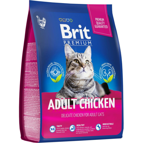 Brit Premium Cat Adult сухой корм для взрослых кошек с курицей - 2 кг