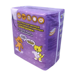 Доброзверики подстилки впитывающие для животных с бумагой тиссью и суперабсорбентом, 60х90 см, 20 шт