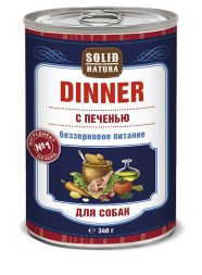 Solid Natura Dinner Печень влажный корм для собак жестяная банка 0,34 кг (12 шт в уп)