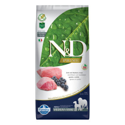 Farmina N&amp;amp;D Prime Dog Grain Free Lamb &amp;amp; Blueberry Adult Medium &amp;amp; Maxi сухой беззерновой корм для взрослых собак крупных и средних пород с ягненком и черникой - 12 кг